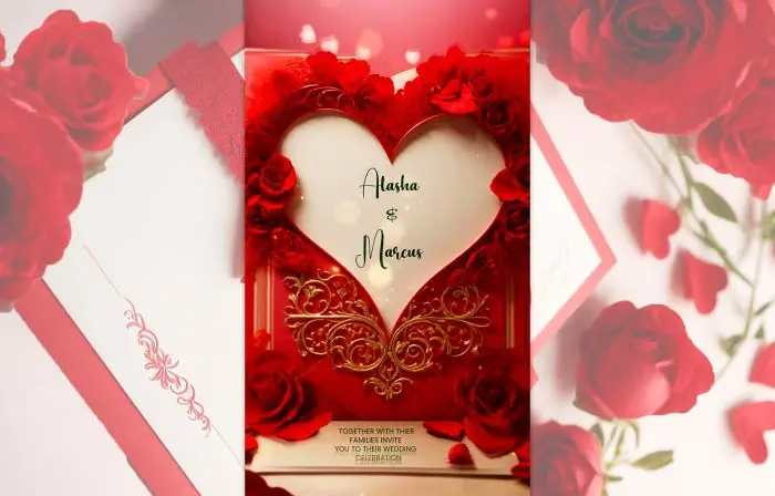 Elegant 3D Red Rose Themed Wedding Invitation Instagram Story